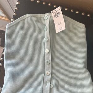 Abercrombie & Fitch Light Blue Ribbed Button-Front Tank Top